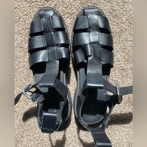 & Other Stories chunky fisherman sandals, black leather